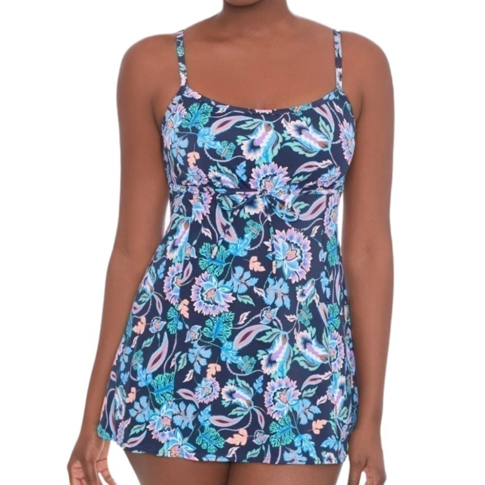 Swim Solutions Costal Plates Printed Tiered One-Piece Swimsuit